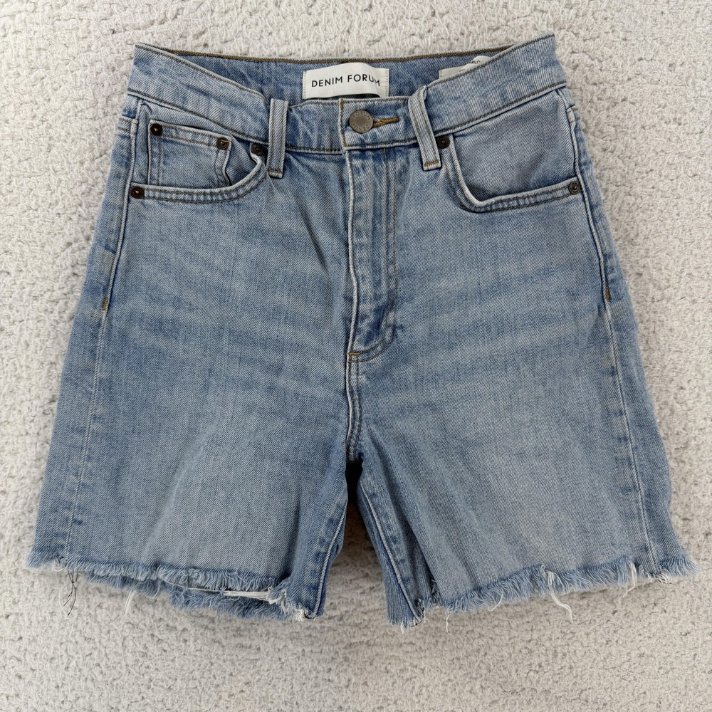Denim Forum The '50s Arlo Long Shorts Womens 25 Blue Denim Cutoff Aritzia 5"
